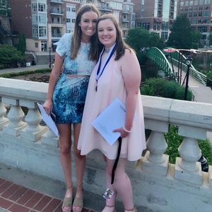 Tobi  Blue and White Cut Out Dress